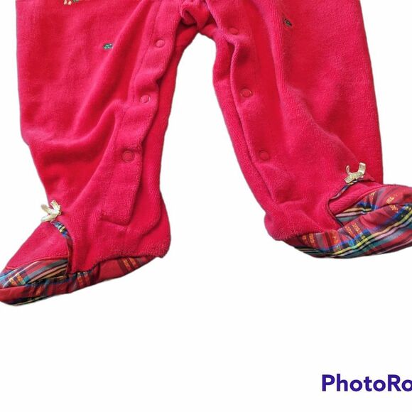 Baby Little Me Red Velvet Christmas Footsie, Size 9 Months - Picture 3 of 6